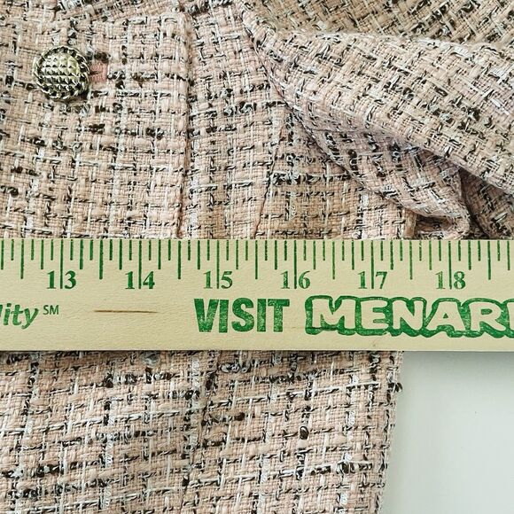 NEW Karl Lagerfeld Paris Tweed Gold Button Blazer Women's Size 4 Pink Career - Picture 12 of 15